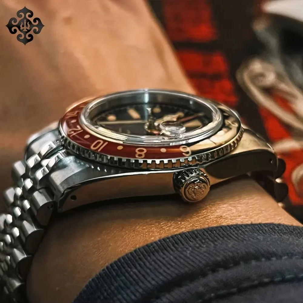 IPOSE  Watch Fans of 6542 GMT NH34 Automatic Mechanical Watches Sapphire C3 Luminous Stainless Steel Waterproof 100M