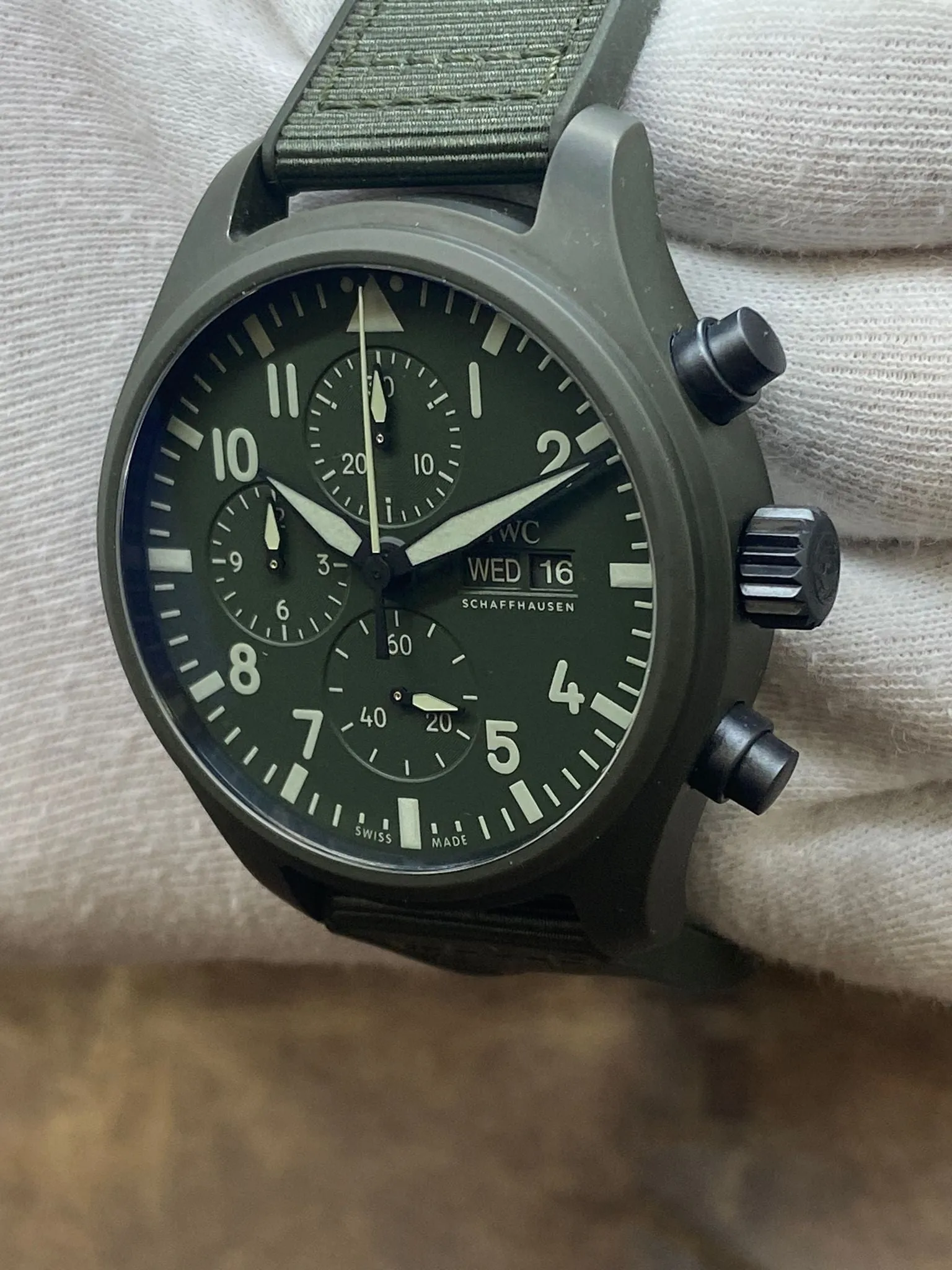 IWC Top Gun Woodland 44.5 mm B&P IW389106 Green Dial Automatic Men's Watch