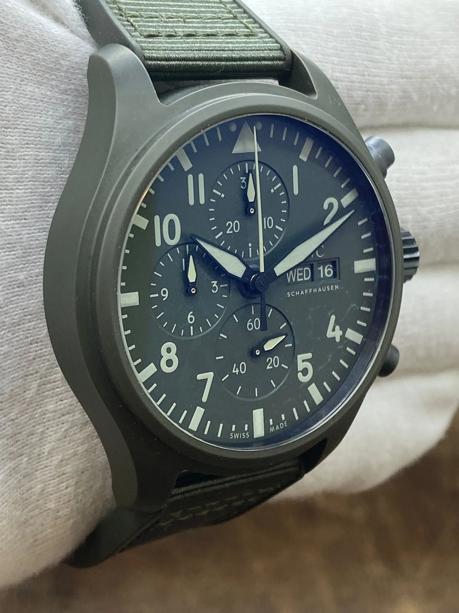 IWC Top Gun Woodland 44.5 mm B&P IW389106 Green Dial Automatic Men's Watch