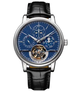 Jaeger LeCoultre Men's Master Grande Tradition Tourbillion White Gold 42mm Blue Grained Perpetual Calendar Moonphase Dial Watch