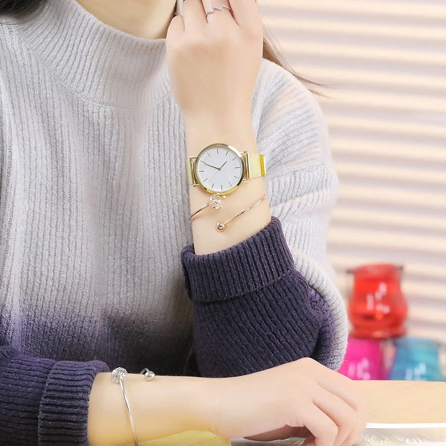 Jessica Mason Gold Sliver Luxury Mesh Stainless Steel Watches