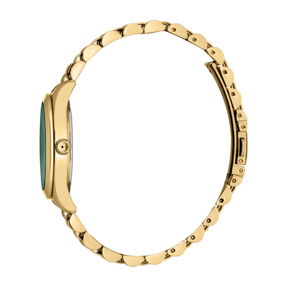 Just Cavalli Women's Gold Color Watch with Dark Green Dial and Gold Color Metal Bracelet