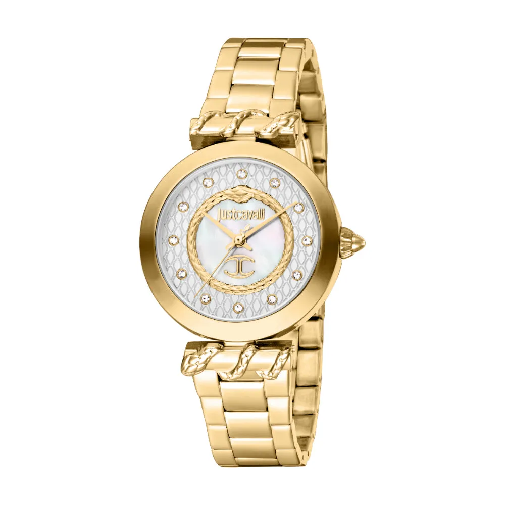 Just Cavalli Women's Watch with Gold Case and White MOP Dial