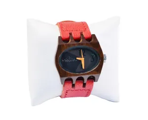 Kamera Watch with Red Leather Strap