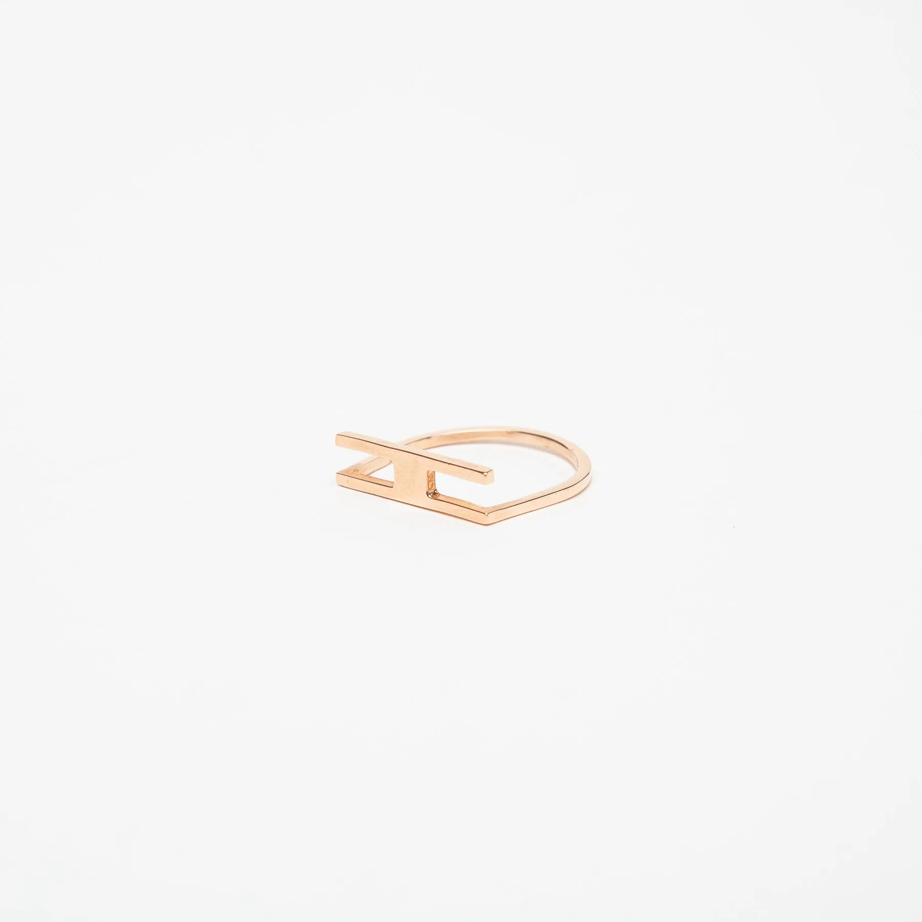 KWIT | 14K ROSE GOLD LETTER H RING
