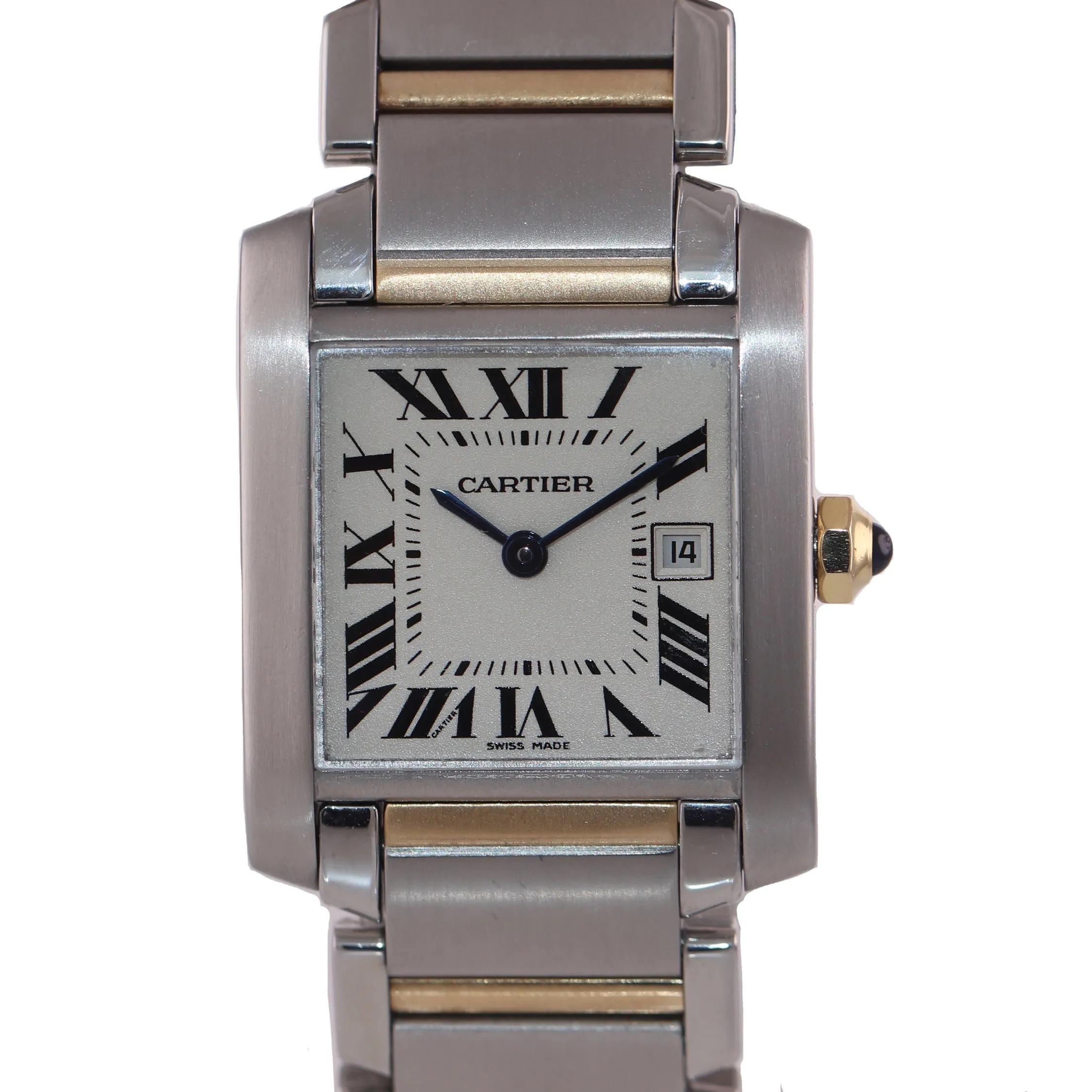 Ladies Cartier Tank Francaise 2465 Steel 18k Gold Two Tone Roman Quartz Watch