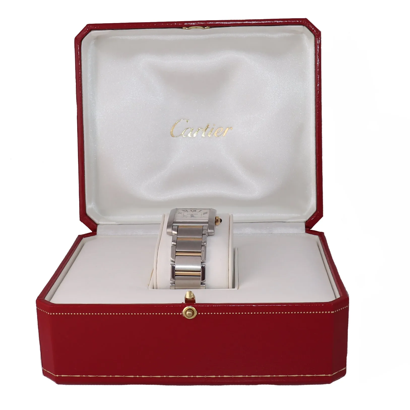 Ladies Cartier Tank Francaise 2465 Steel 18k Gold Two Tone Roman Quartz Watch