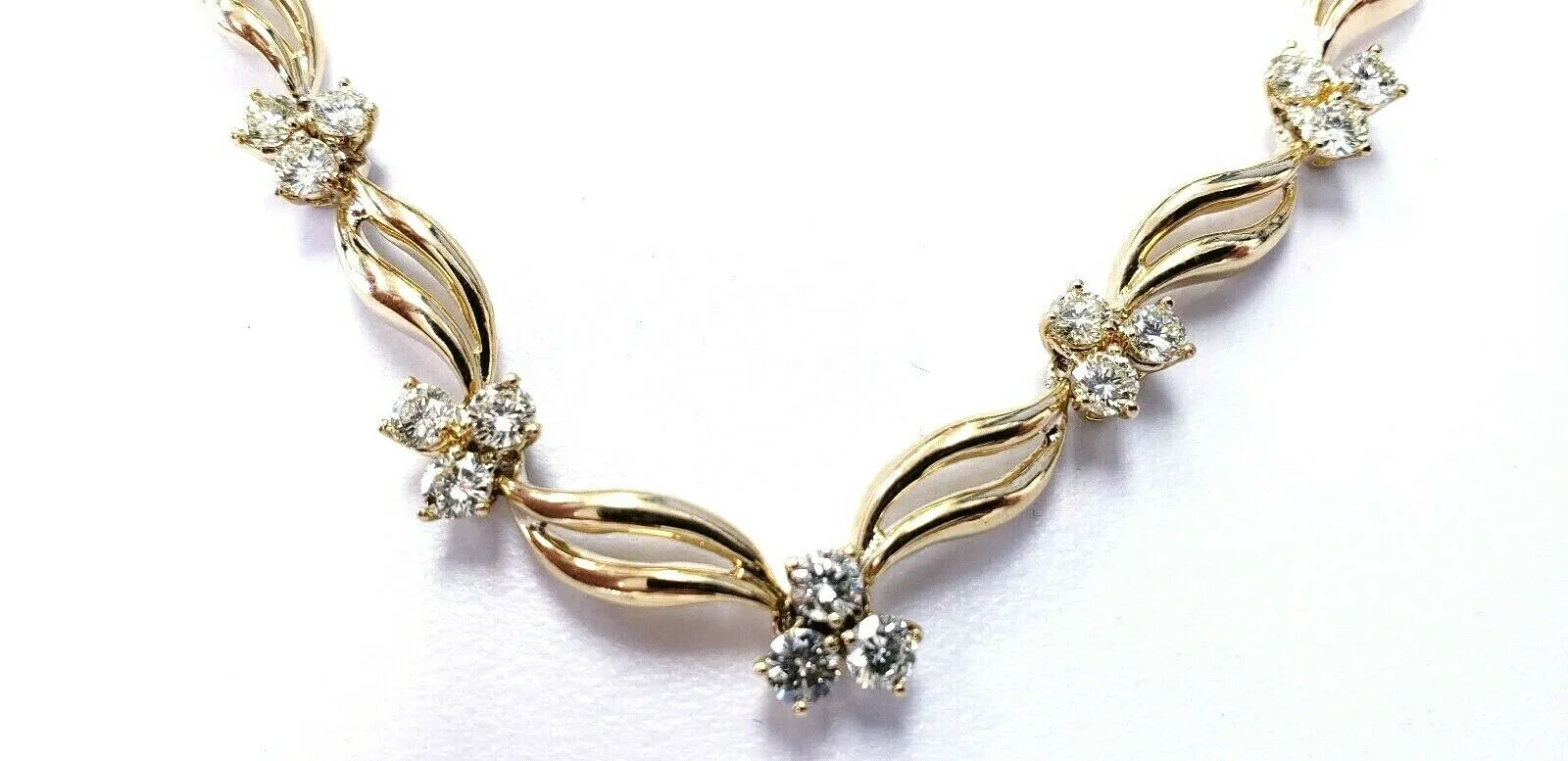 Ladies Chain Genuine Diamond Necklaces 7 CT Natural 14K Yellow Gold 16"