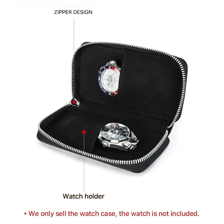 Leather Watch Case with Two Slots for Storage and Display