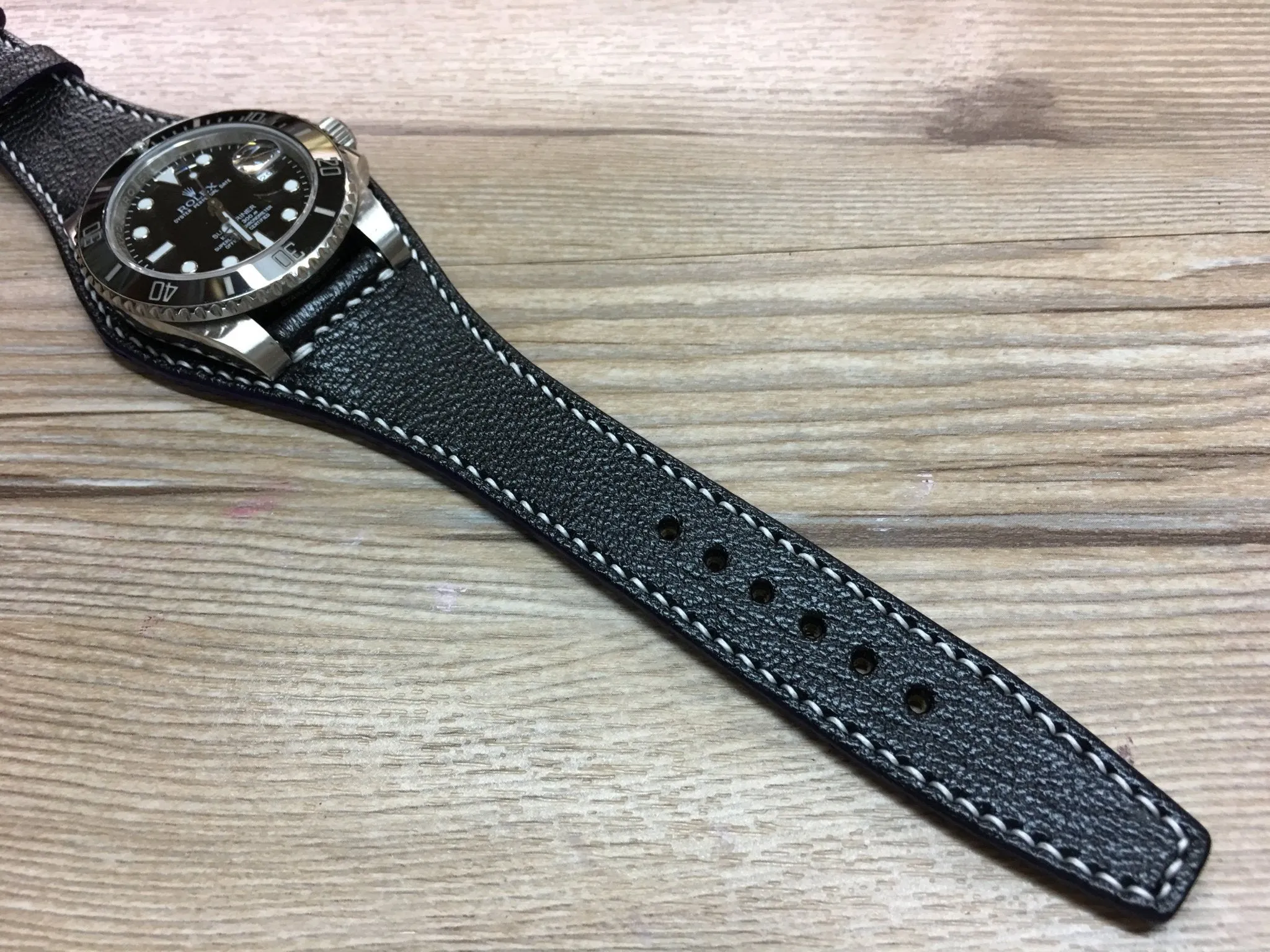 Leather Watch Strap 20mm, Black Leather Watch Band, Leather Cuff Watch Straps, Leather Bund Watch Straps 19mm 18mm 22mm, Christmas Gift Ideas