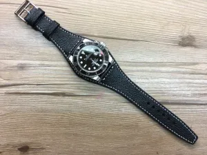 Leather Watch Strap 20mm, Black Leather Watch Band, Leather Cuff Watch Straps, Leather Bund Watch Straps 19mm 18mm 22mm, Christmas Gift Ideas
