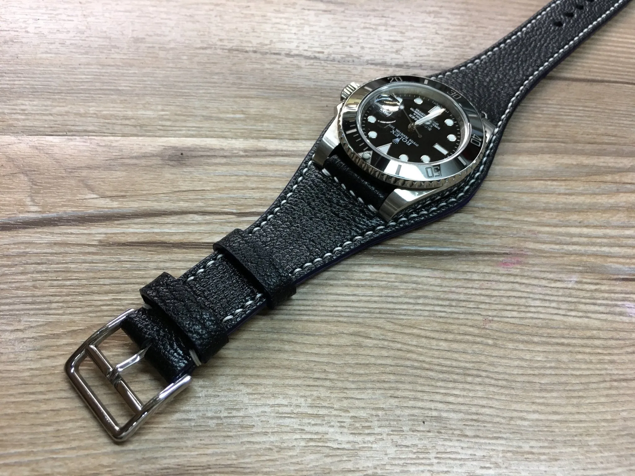 Leather Watch Strap 20mm, Black Leather Watch Band, Leather Cuff Watch Straps, Leather Bund Watch Straps 19mm 18mm 22mm, Christmas Gift Ideas