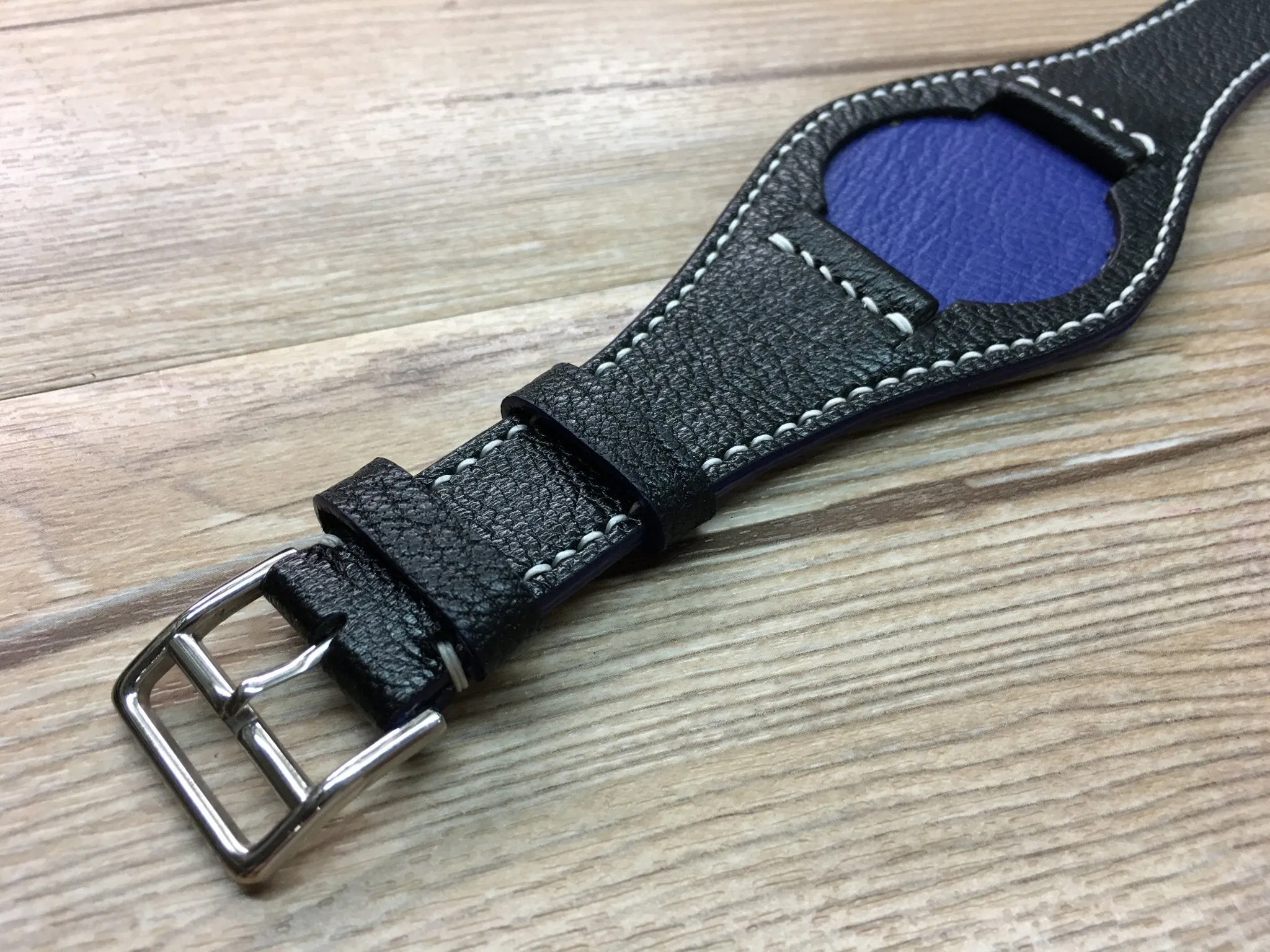 Leather Watch Strap 20mm, Black Leather Watch Band, Leather Cuff Watch Straps, Leather Bund Watch Straps 19mm 18mm 22mm, Christmas Gift Ideas