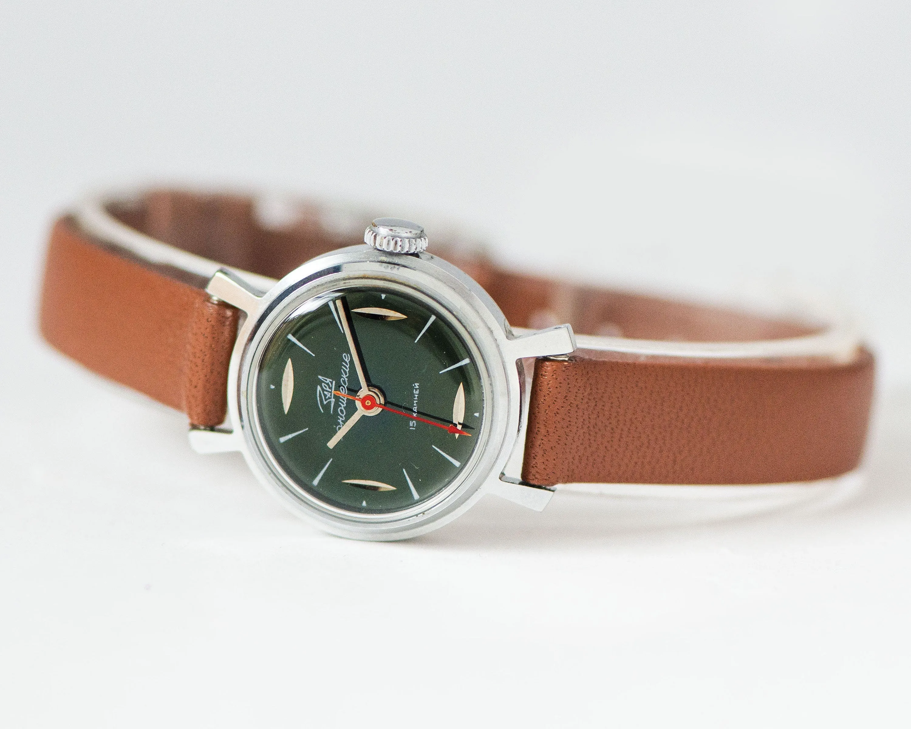 Limited edition lady watch Dawn\Youth new old stock, black wristwatch for women silver shade case, girl,watch gift, new premium leather band