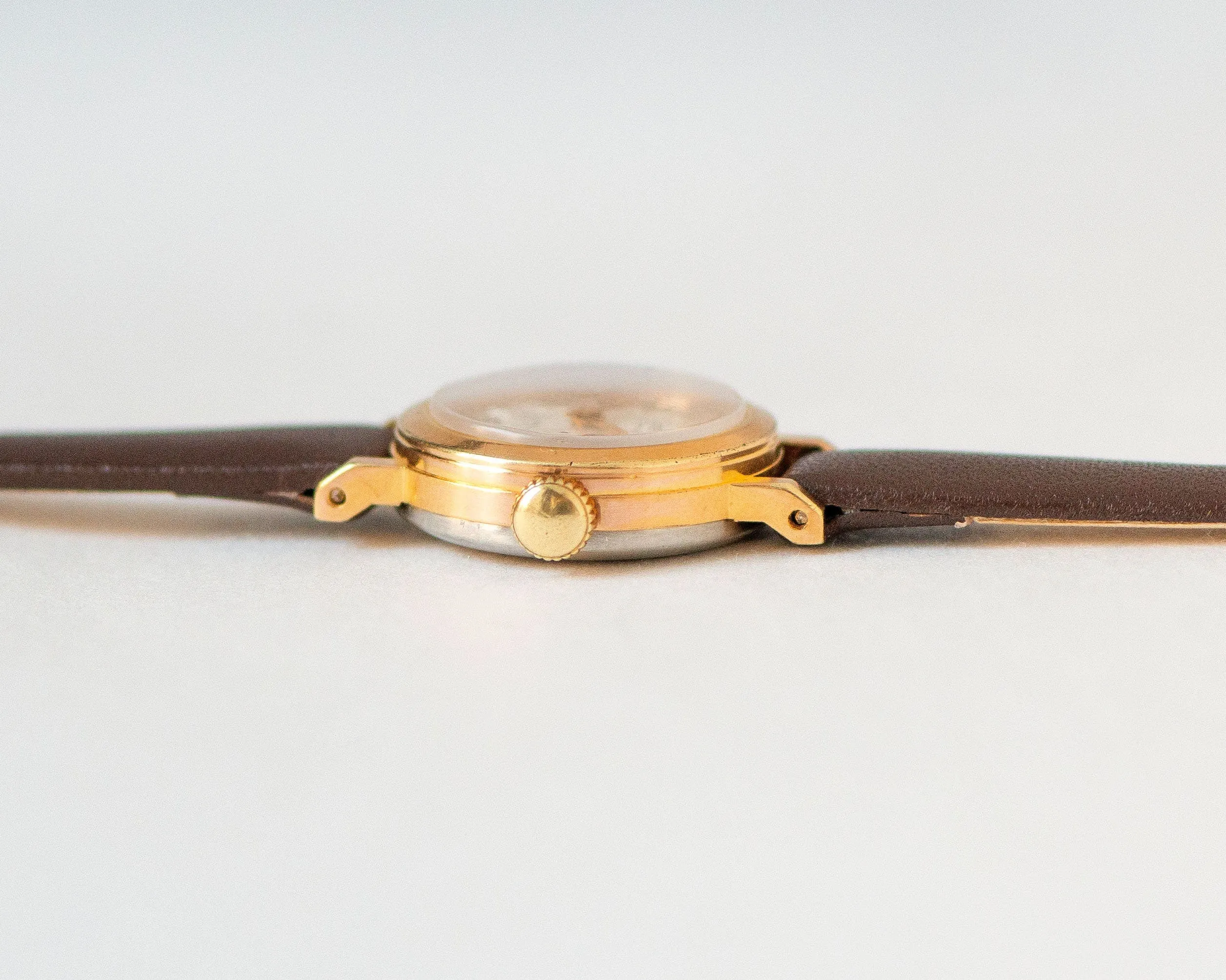 Limited edition women watch gold plated Era, minimalist wristwatch for women, Arabic numerals dial timepiece jewelry gift, new leather strap