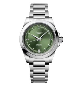 Longines Conquest 34mm Watch with Sunray Green Dial