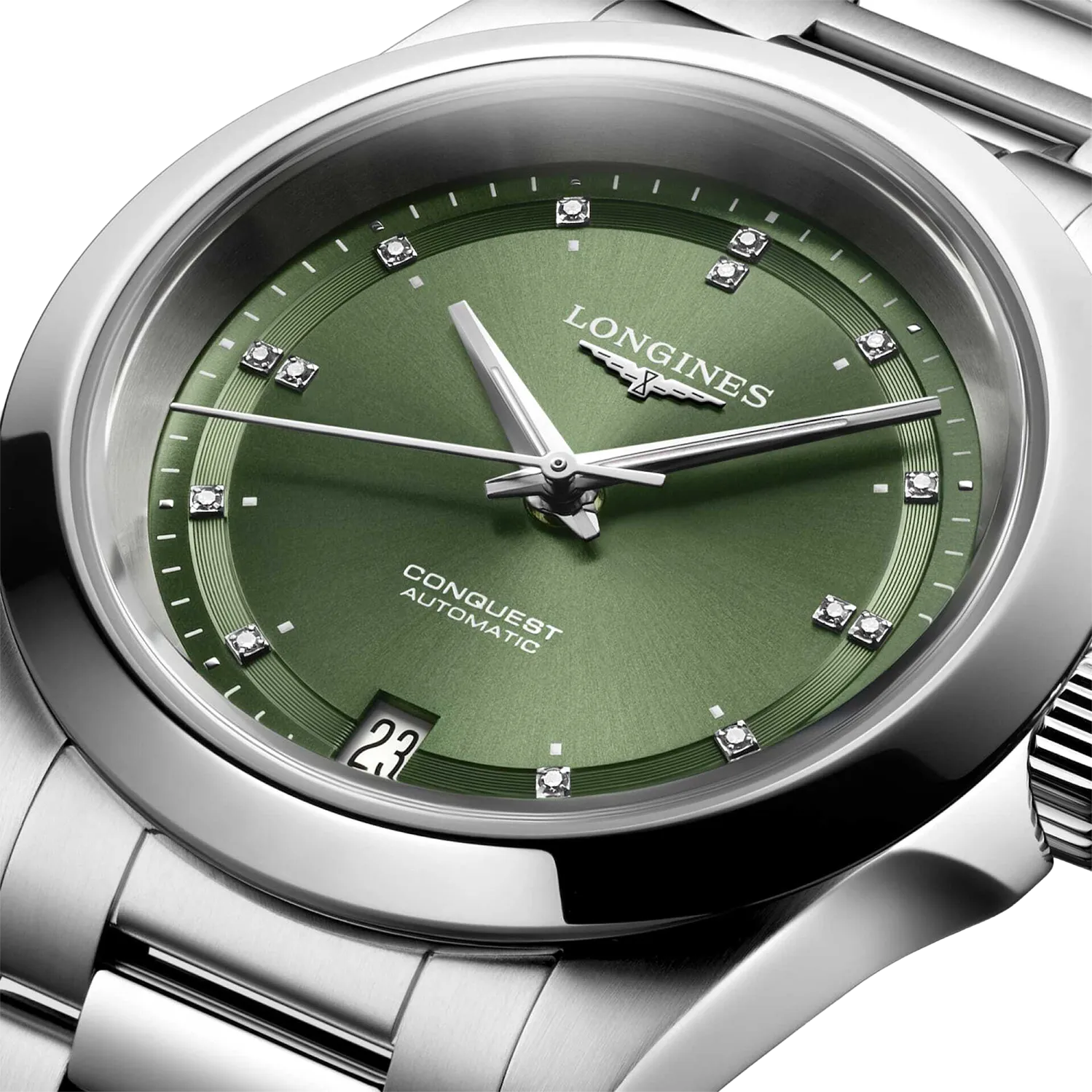 Longines Conquest 34mm Watch with Sunray Green Dial