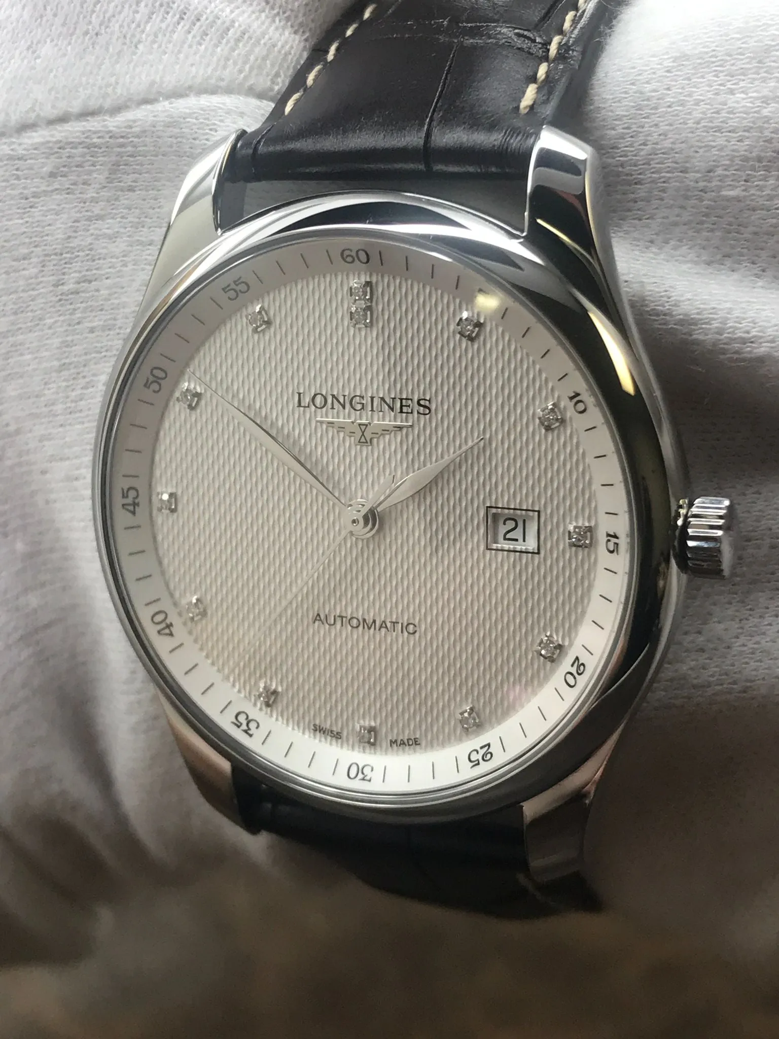 Longines Master Collection L2.893.4.77.3 Silver Diamond Dial Automatic Men's Watch