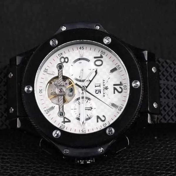 Luxury Jaragar Wrist Watch Automatic Sport Calendar Tourbillon Rubber Watch