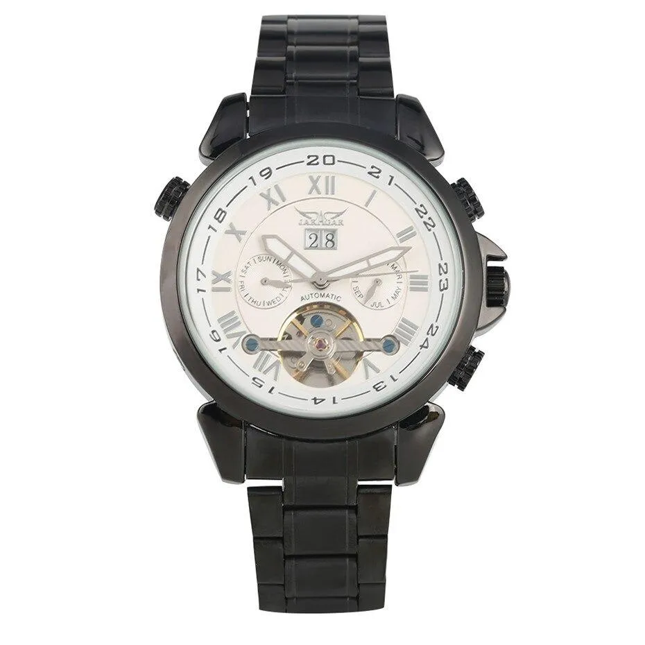 Luxury Jaragar Wrist Watch Automatic Sport Calendar Tourbillon Rubber Watch