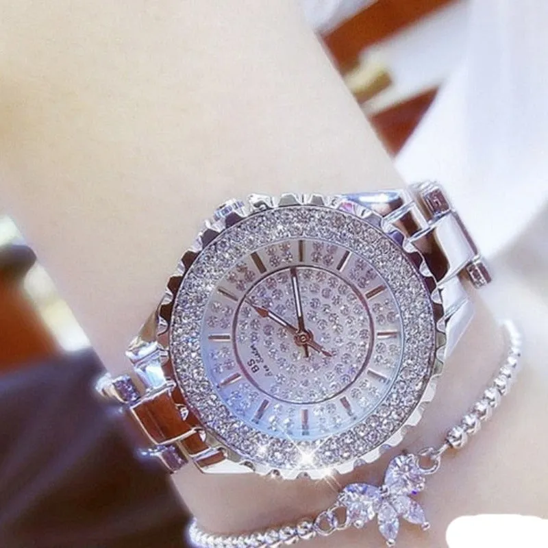 Luxury Sapphire Wrist Watche Clock 18K Quartz Women Jewelry