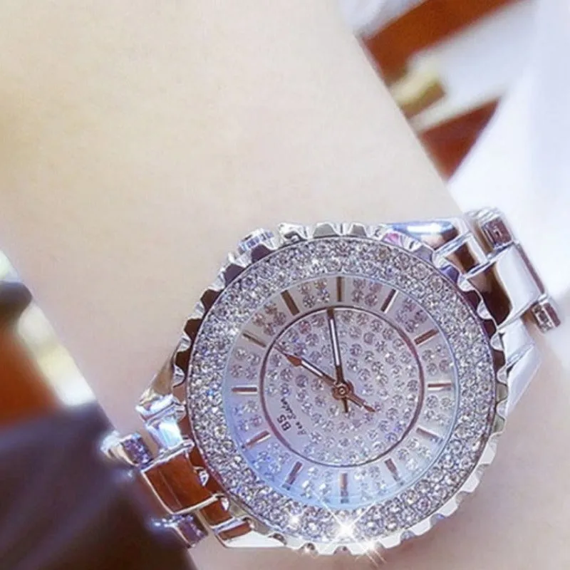 Luxury Sapphire Wrist Watche Clock 18K Quartz Women Jewelry