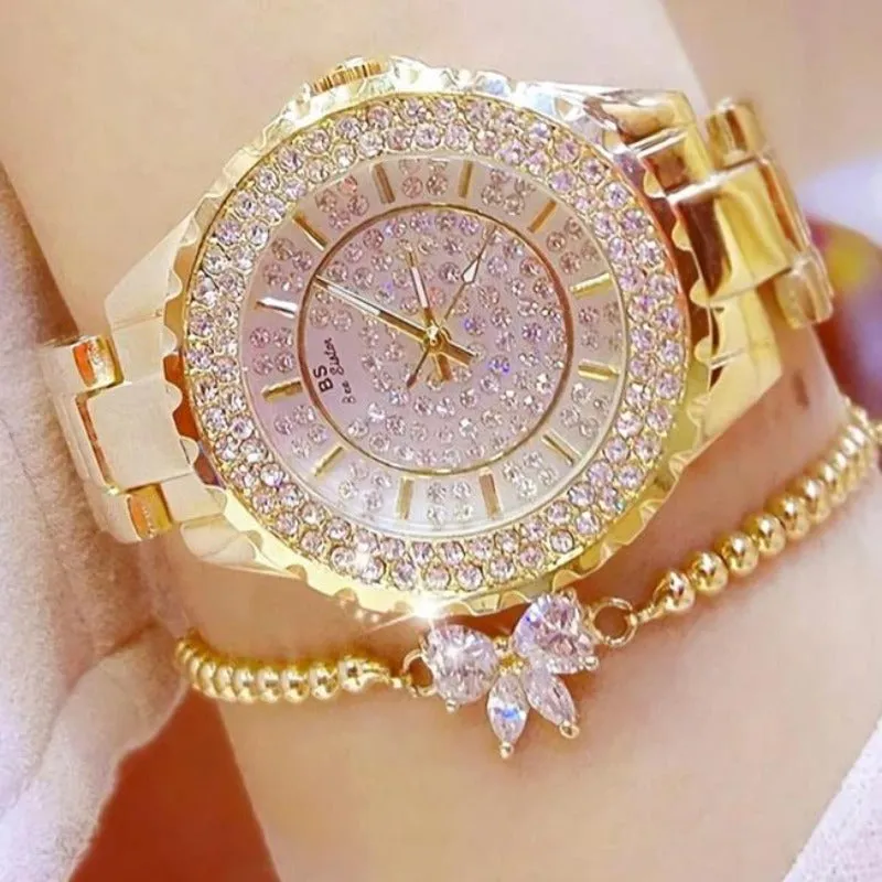 Luxury Sapphire Wrist Watche Clock 18K Quartz Women Jewelry