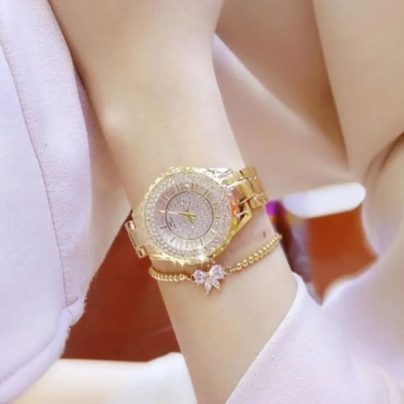 Luxury Sapphire Wrist Watche Clock 18K Quartz Women Jewelry