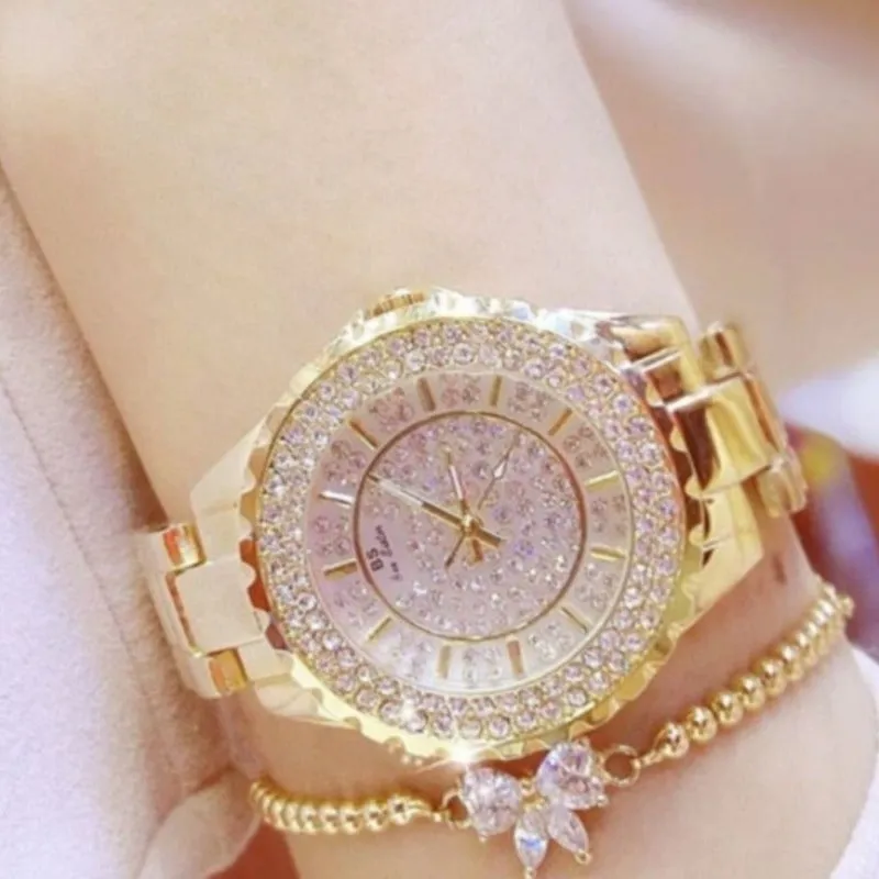 Luxury Sapphire Wrist Watche Clock 18K Quartz Women Jewelry