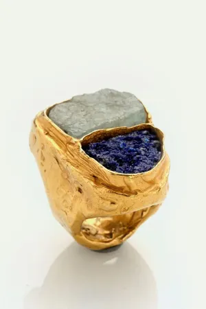 MARIE-ALEXANDRINE YVERNAULT | ZÉTA AQUARMARINE/AZURITE RING