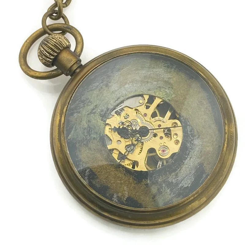Mechanical brass Pocket Watch with Multicolor Dial
