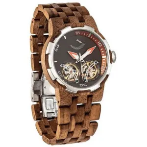 Men's Dual Wheel Automatic Walnut Wood Watch - For High End Watch Collectors