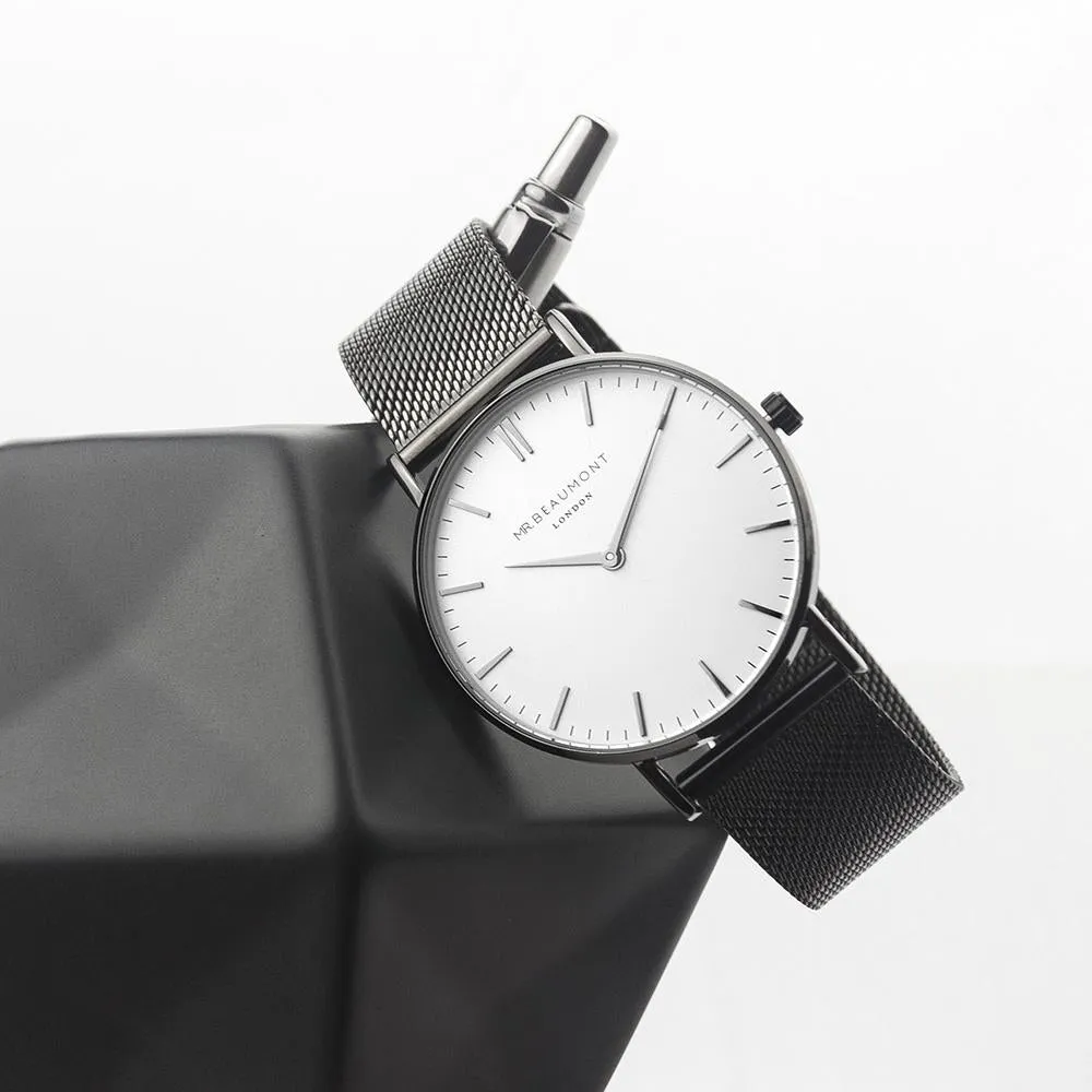 Men's Metallic Charcoal Grey Personalised Watch