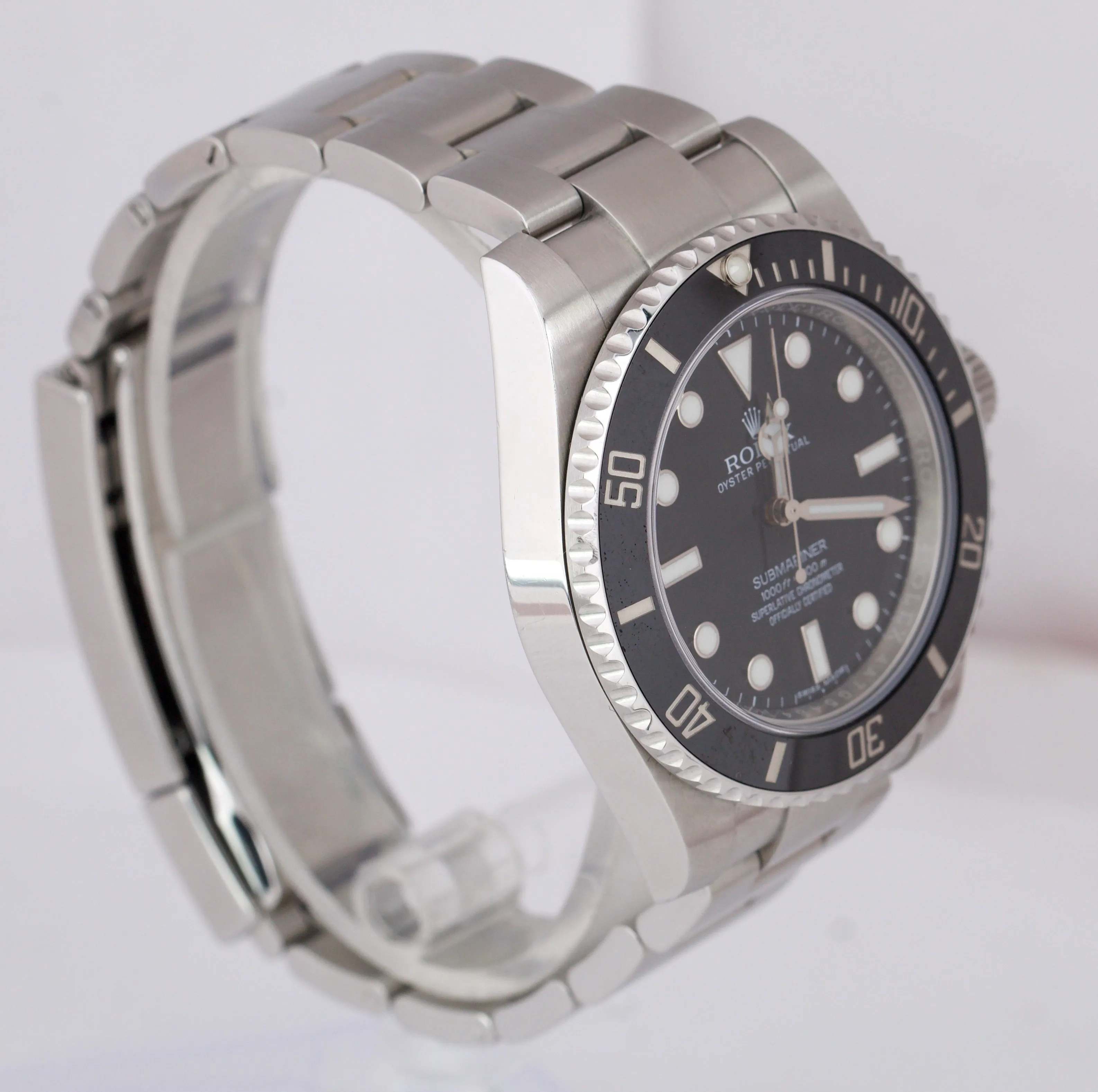Men's Rolex Submariner No-Date Stainless Steel 40mm Black Oyster Watch 114060