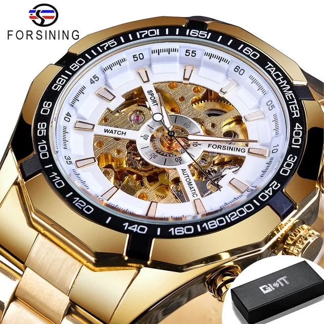 Mens Skeleton Watch Stainless Steel Waterproof watch