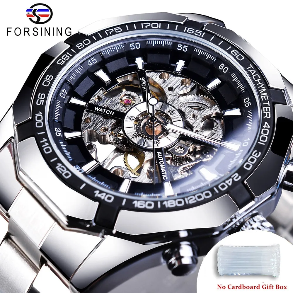 Mens Skeleton Watch Stainless Steel Waterproof watch