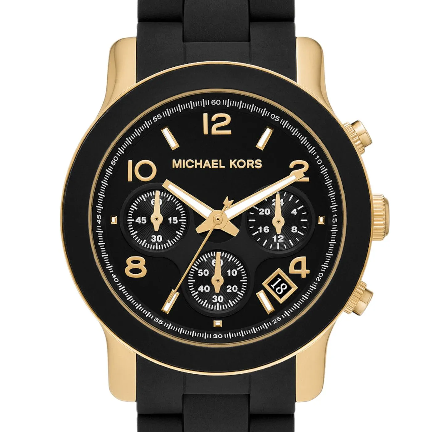 Michael Kors Runway Ladies Black Dial Gold-Tone Watch