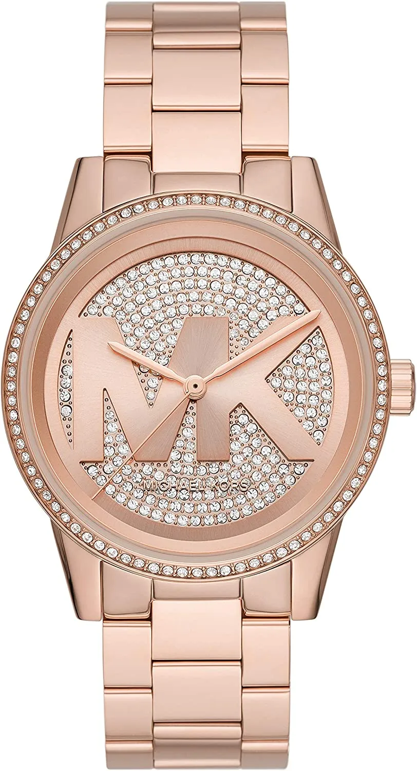 Michael Kors Women's Ritz Quartz Watch with Stainless Steel Strap, Pink, 20 (Model: MK6863)