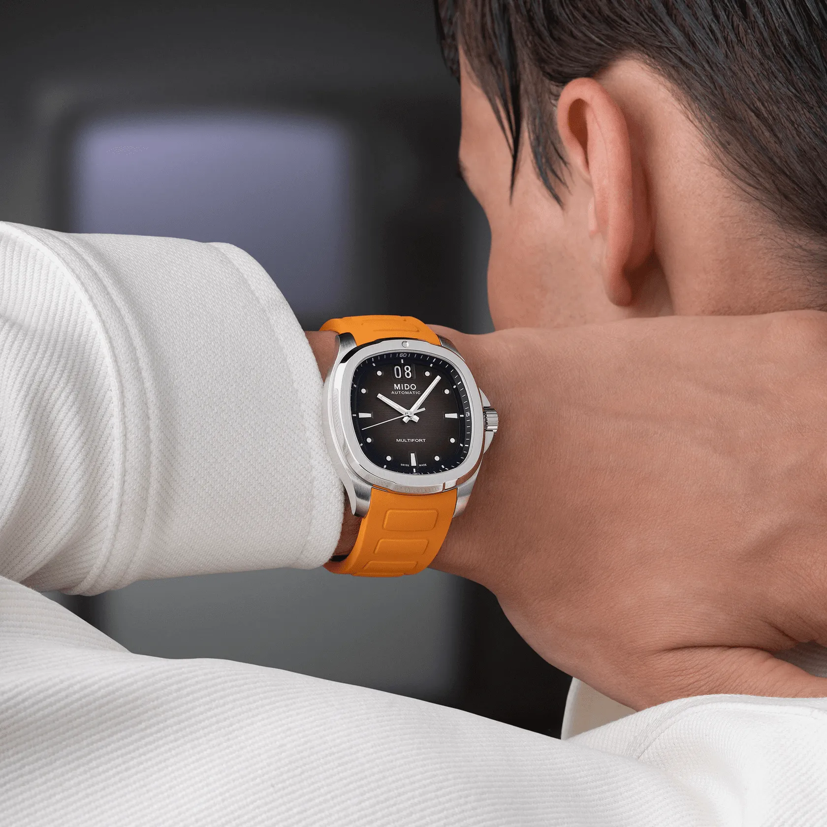 Mido Multifort TV Big Date Grey Dial Orange Strap Men's Watch M0495261708100