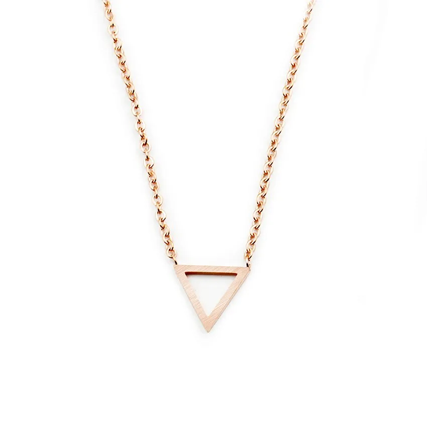 Minimalist Geometric Triangle Necklace Rose Gold