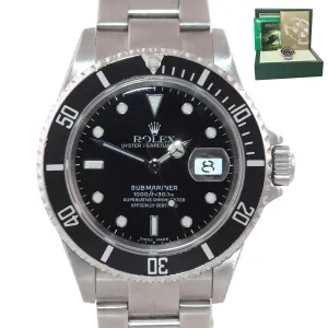 MINT 2005 Rolex Submariner Date 16610 Steel NO HOLES Pre-Ceramic Watch Box
