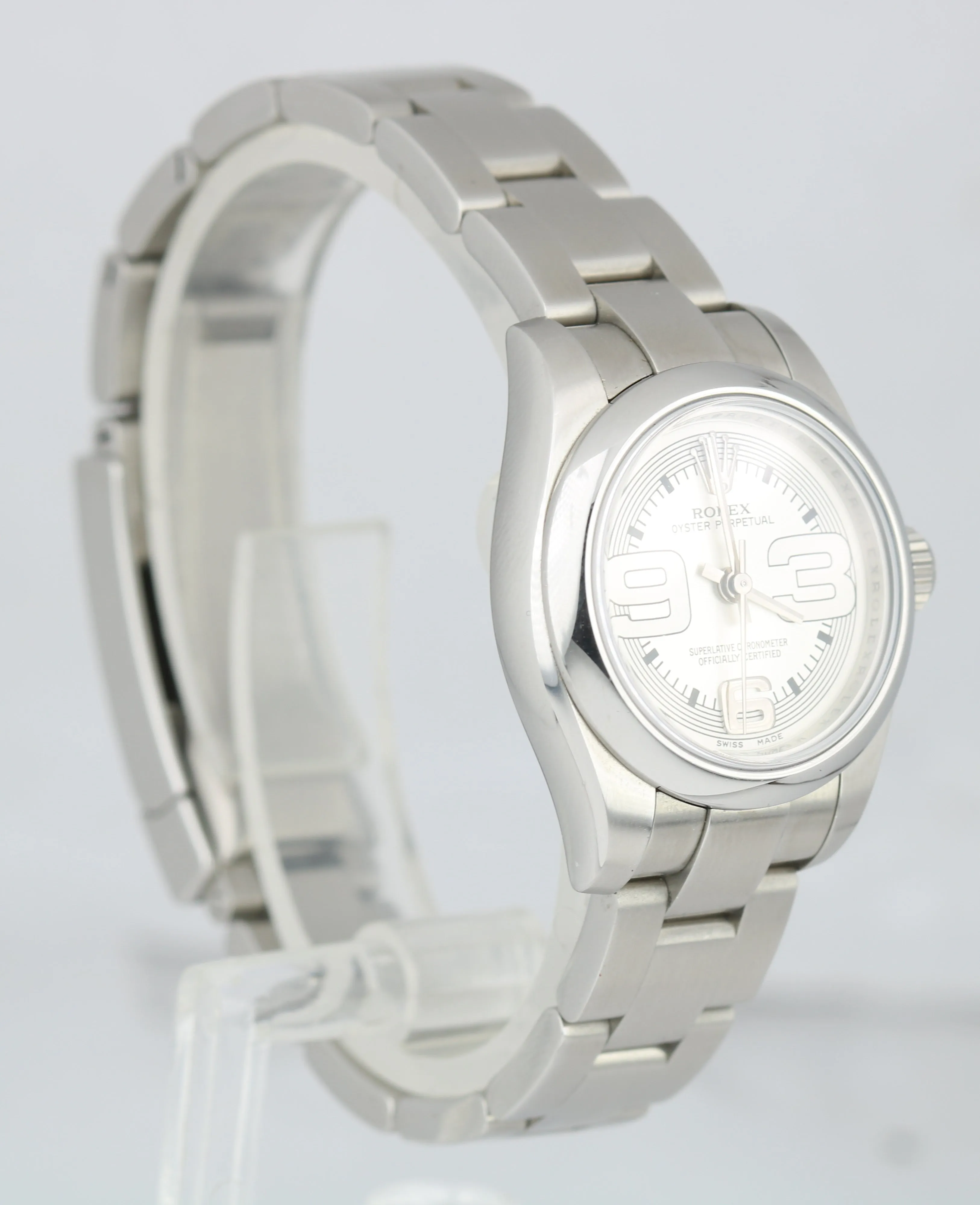 MINT 2016 Ladies Rolex Oyster Perpetual 26 176200 26mm Silver 3 Arabic Watch