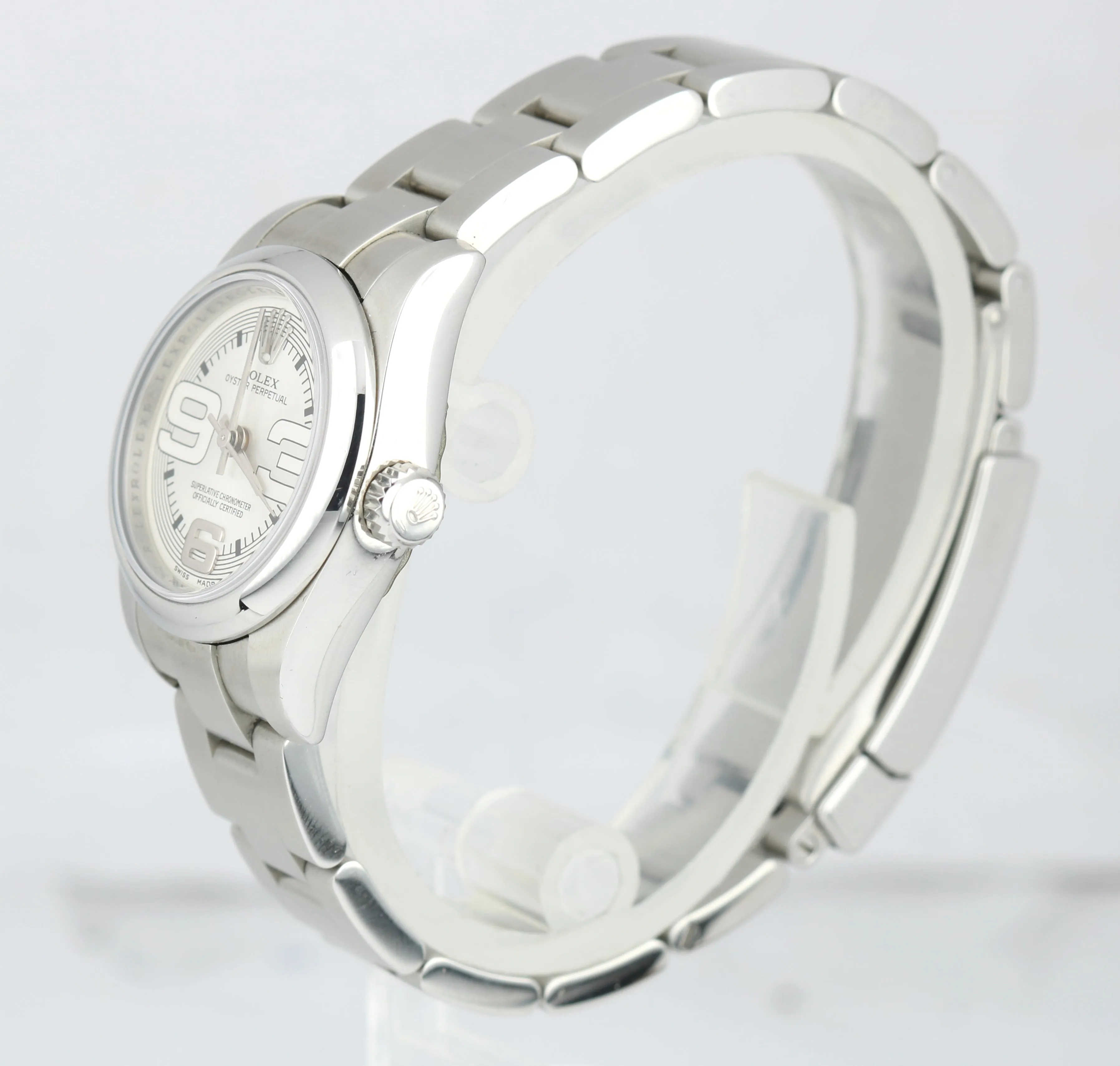 MINT 2016 Ladies Rolex Oyster Perpetual 26 176200 26mm Silver 3 Arabic Watch