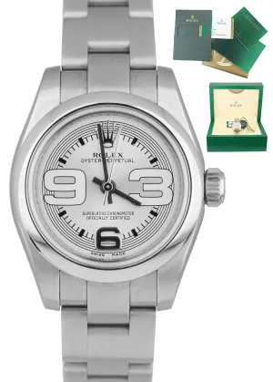 MINT 2016 Ladies Rolex Oyster Perpetual 26 176200 26mm Silver 3 Arabic Watch