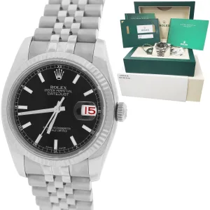 MINT 2017 Rolex DateJust Black 36mm RED ROULETTE Stainless Jubilee Watch 116234