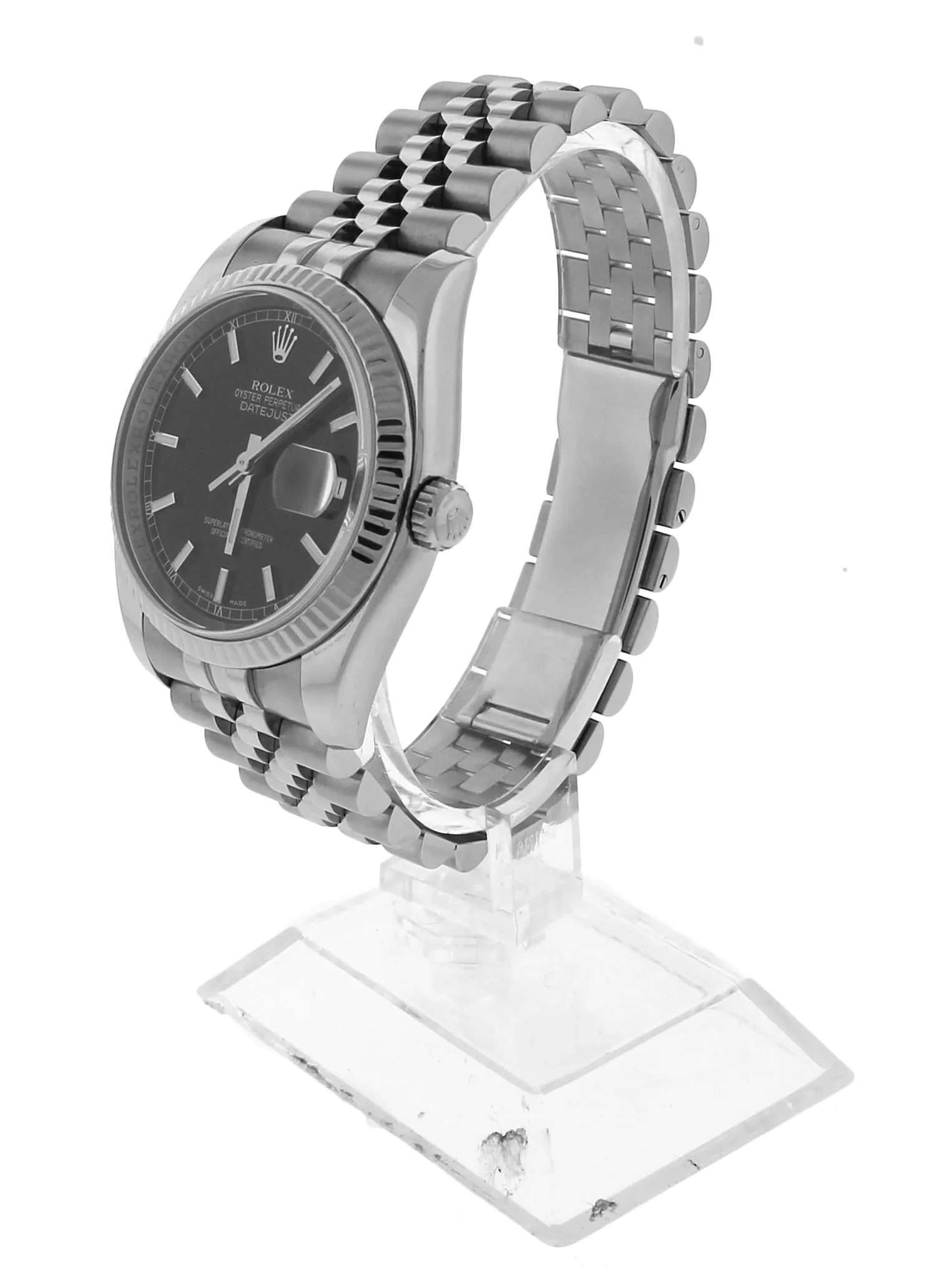 MINT 2017 Rolex DateJust Black 36mm RED ROULETTE Stainless Jubilee Watch 116234