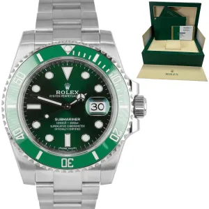 MINT 2017 Rolex Submariner HULK Green Ceramic Stainless 40mm Watch 116610 LV