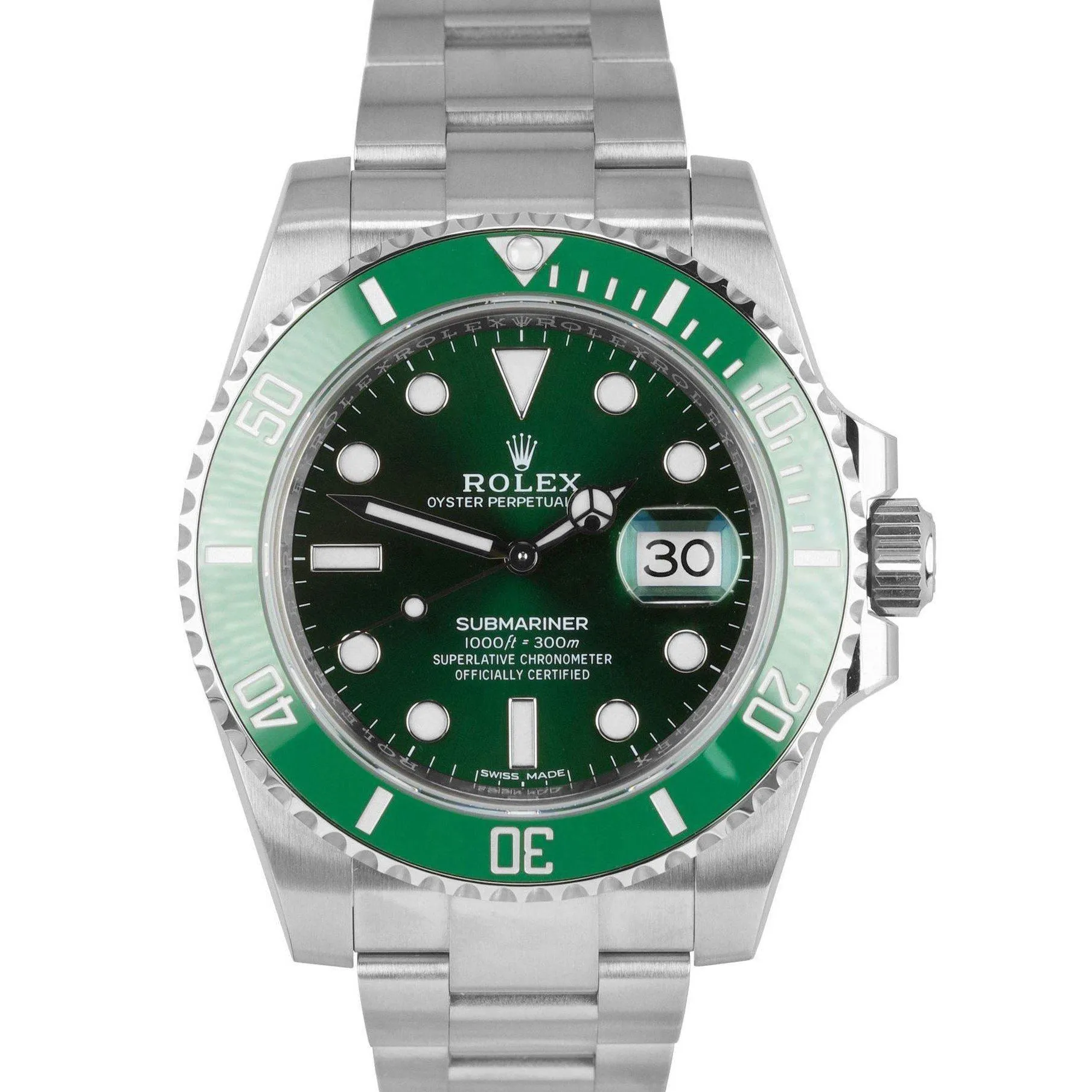 MINT 2017 Rolex Submariner HULK Green Ceramic Stainless 40mm Watch 116610 LV