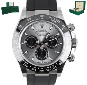 MINT 2018 Rolex Daytona Cosmograph 116519 18K White Gold OysterFlex Ceramic