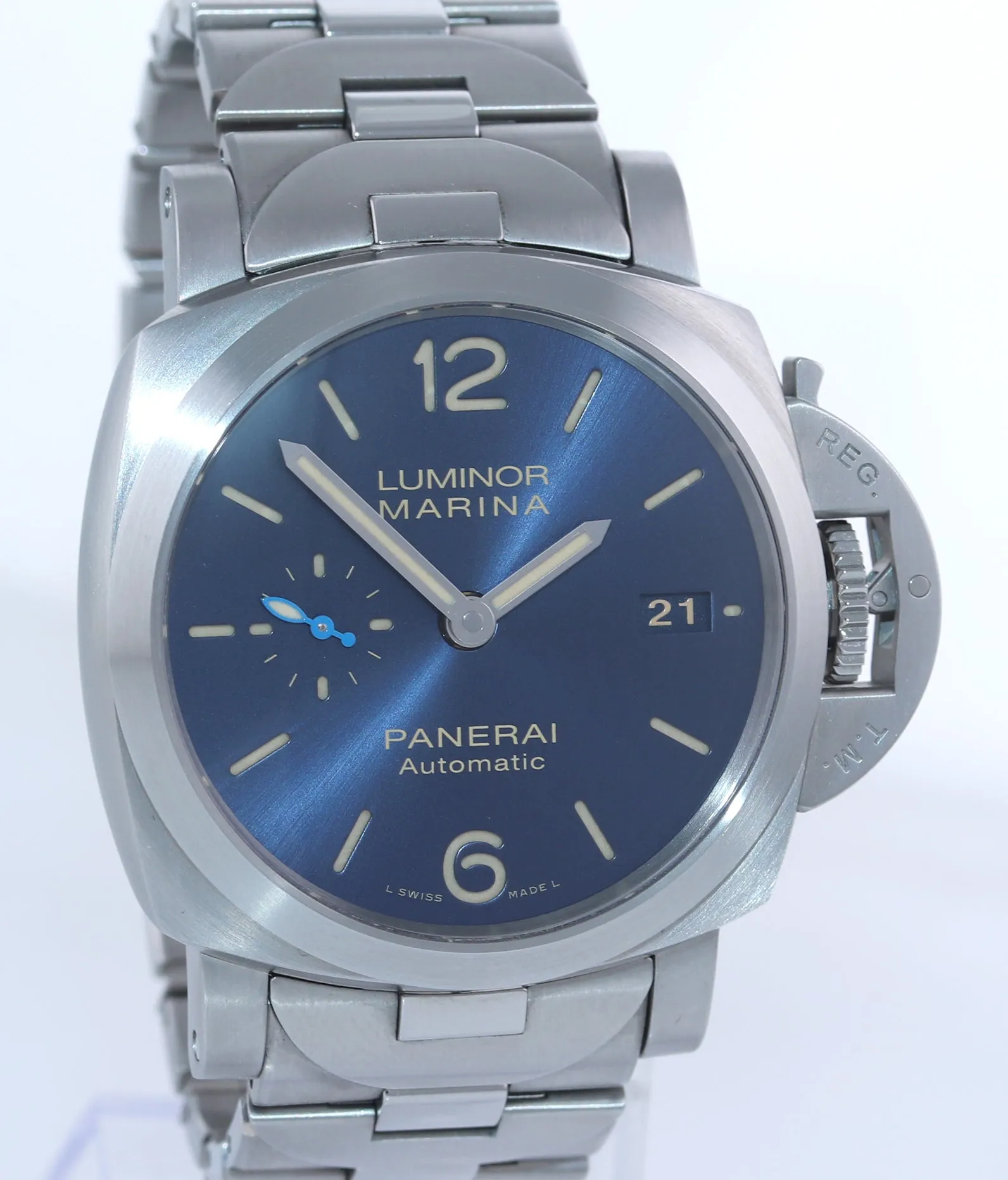 MINT 2019 Panerai Luminor Marina Blue Steel PAM 1028 42mm PAM01028 Date Watch
